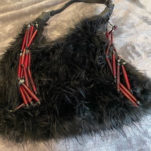 Inge Christopher Fur bag with hanging beads